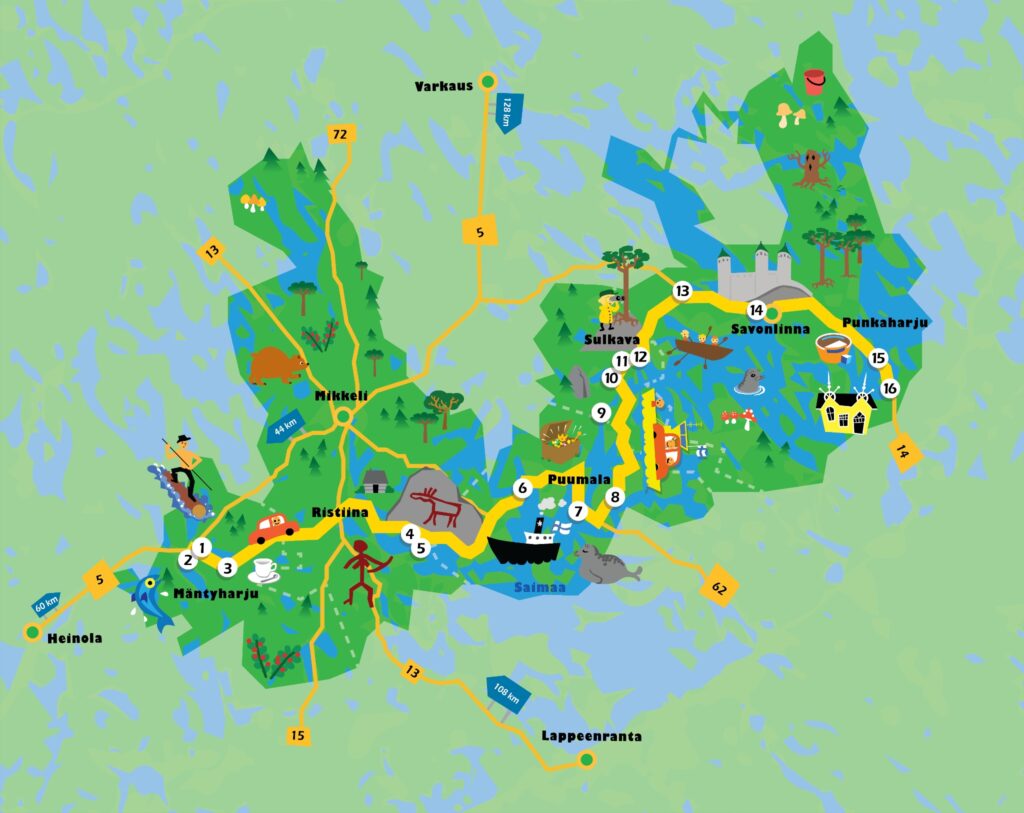 Vihreän kullan kulttuurite matkailutie kartta